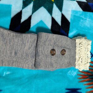 Simply Noelle Tall Boot Socks Crochet Lace Ruffle Buttons Grey NEW NWT